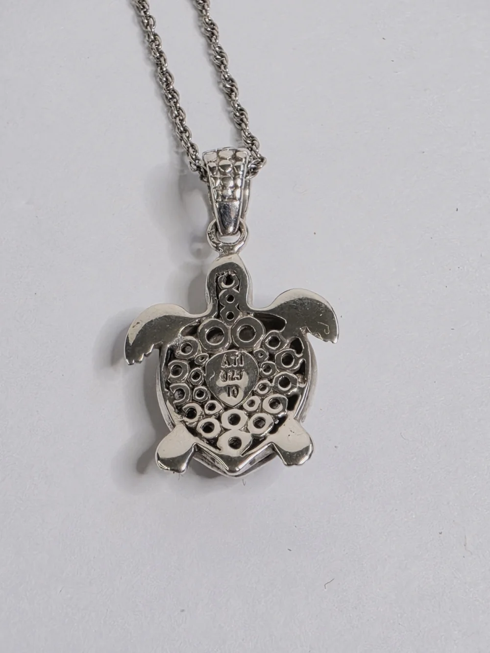 ATI Solid Sterling Silver Turtle Pendant Necklace - Picture 4 of 8